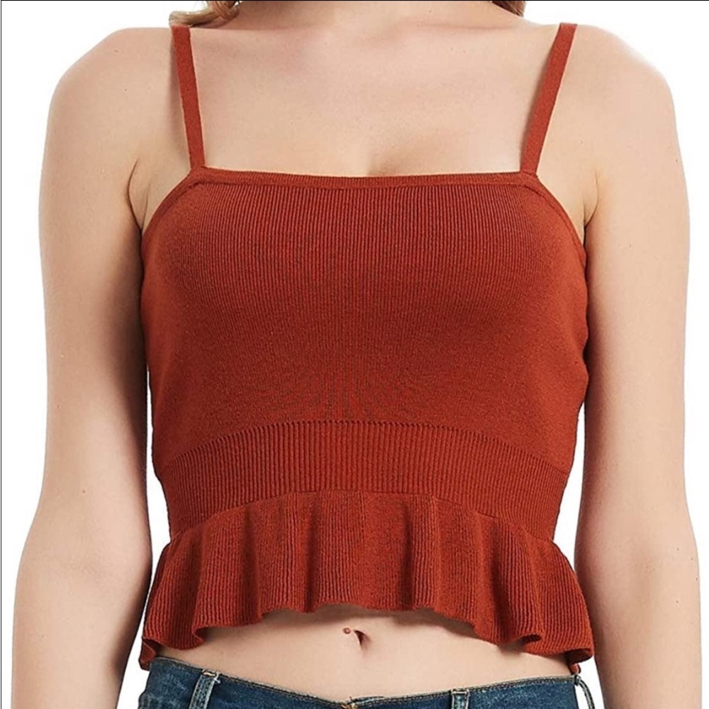 Women's Crop top Strech Strap Ribbed Knitted Basic.